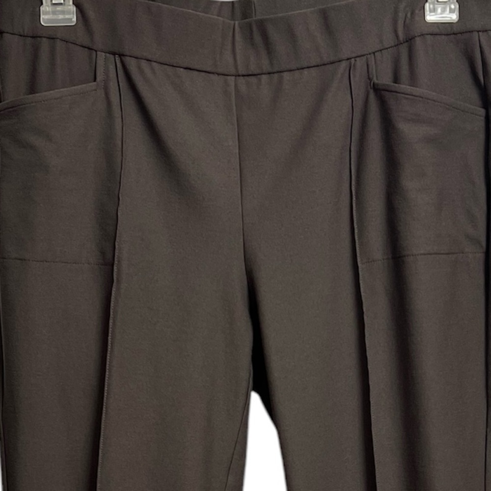 Eileen Fisher Washable Crepe Pull-On Pants Seamed Wren Straight Leg Pockets Med - Picture 9 of 9